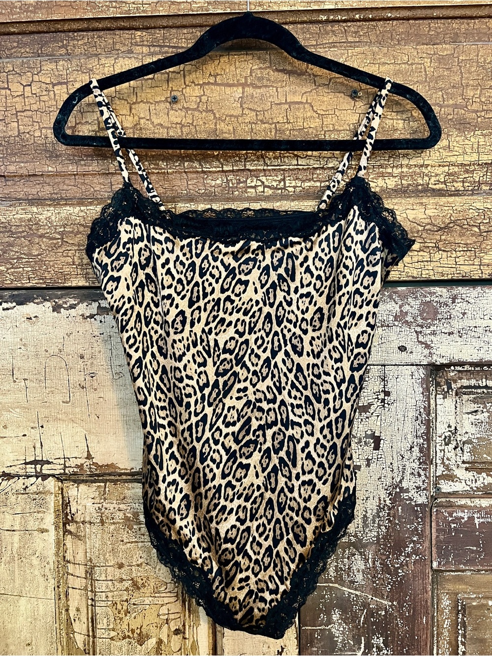 Popilush Leopard Print Shaping Bodysuit Lace Trim Teddy